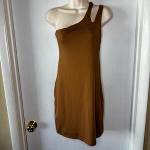 Stndrd One-Shoulder Brown Bodycon Dress